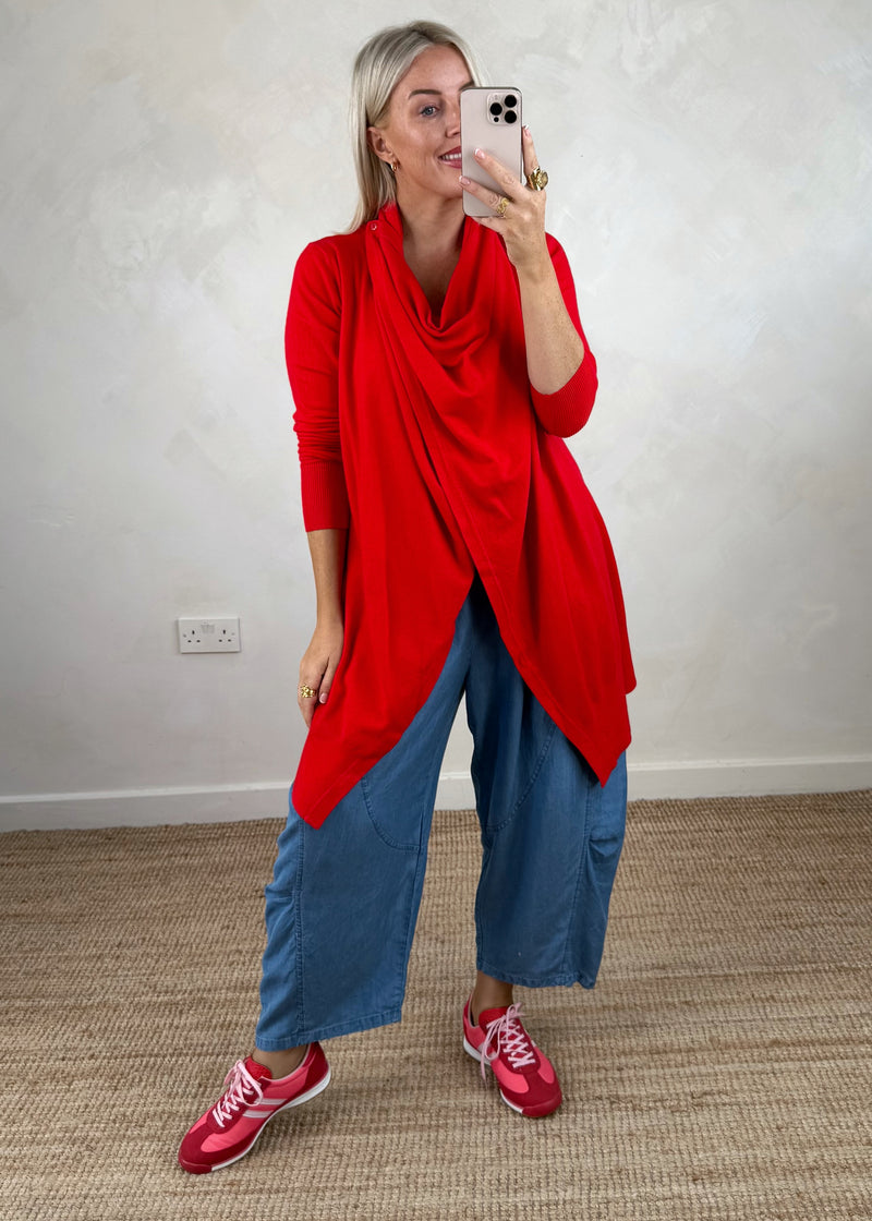Palmer waterfall knit - red-The Style Attic
