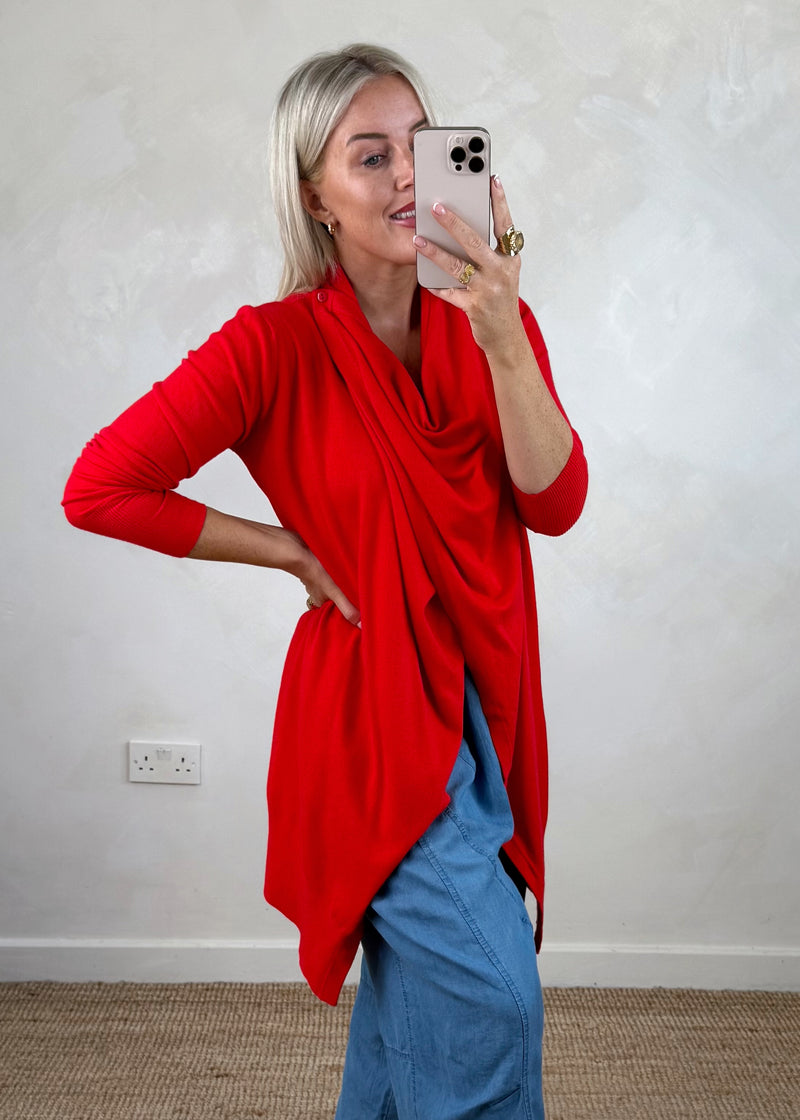 Palmer waterfall knit - red-The Style Attic