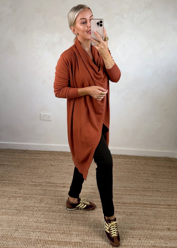 Palmer waterfall knit - rust-The Style Attic