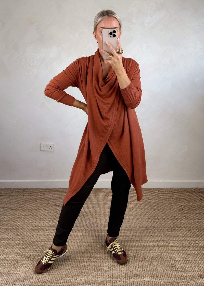 Palmer waterfall knit - rust-The Style Attic