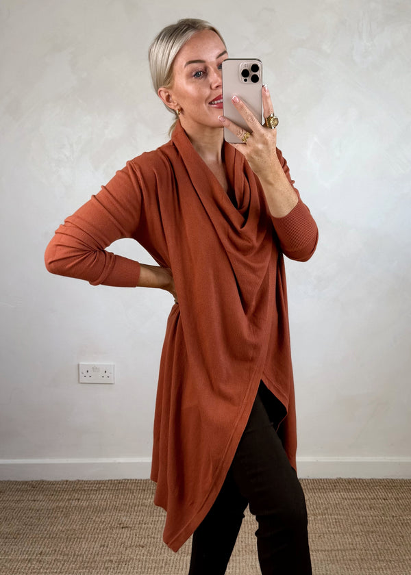 Palmer waterfall knit - rust-The Style Attic