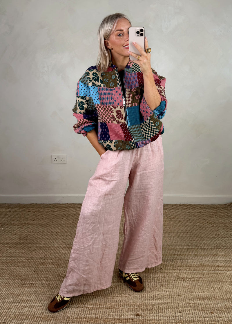 Patchwork bomber jacket-The Style Attic