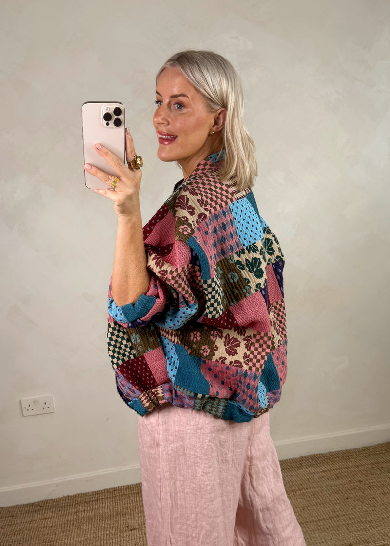 Patchwork bomber jacket-The Style Attic