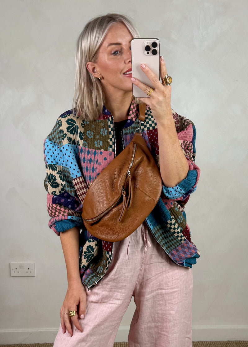 Patchwork bomber jacket-The Style Attic