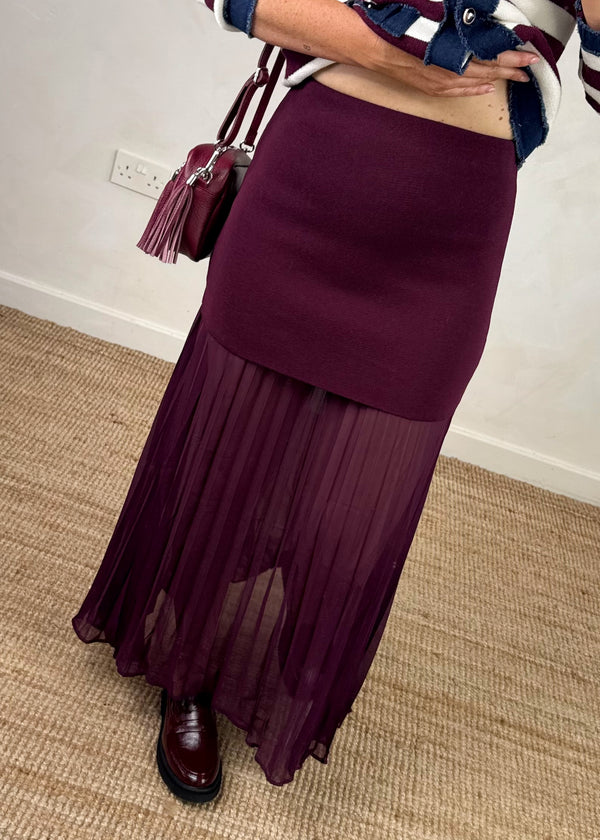 Patsy pleated skirt - Merlot-The Style Attic