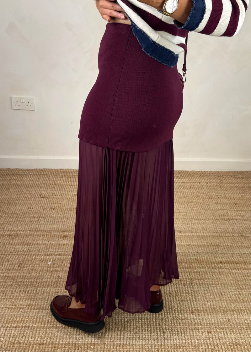 Patsy pleated skirt - Merlot-The Style Attic