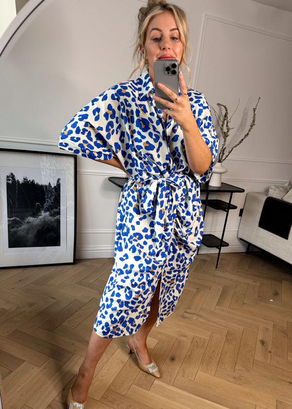 Paula shirt dress - blue animal-The Style Attic