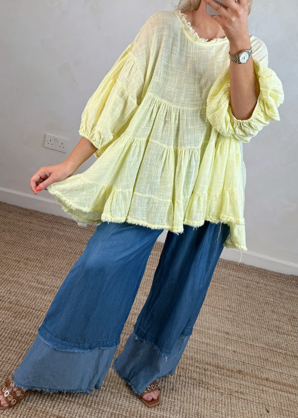 Penelope blouse - lemon-The Style Attic