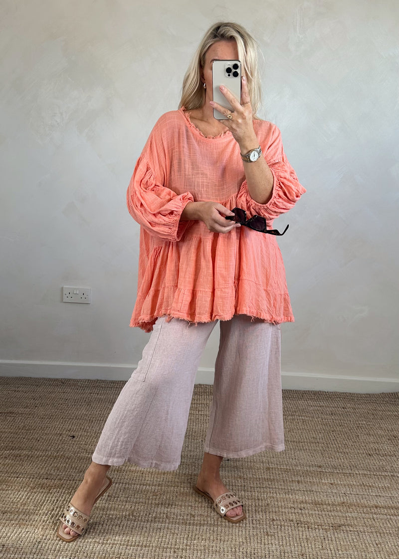 Penelope blouse - peach-The Style Attic