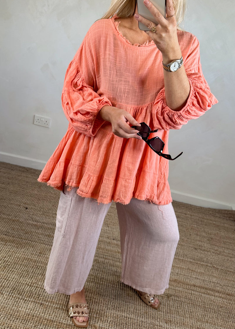 Penelope blouse - peach-The Style Attic