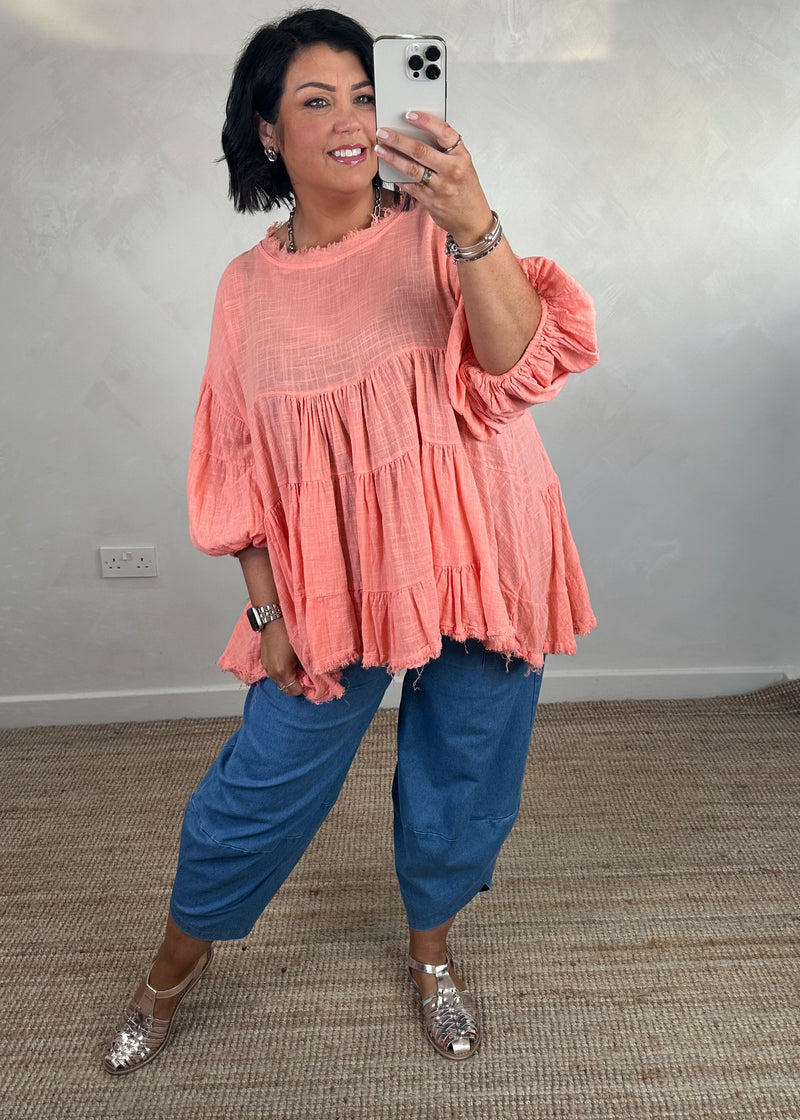 Penelope blouse - peach-The Style Attic