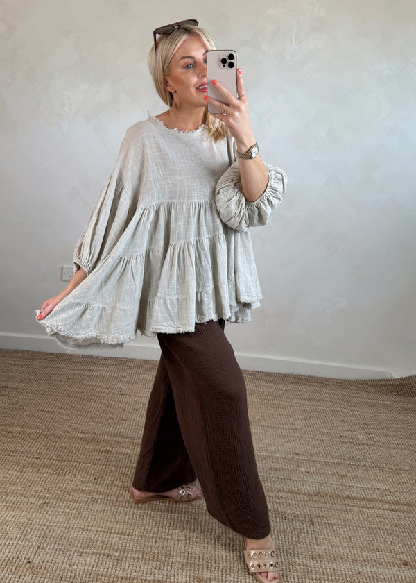 Penelope blouse - stone-The Style Attic