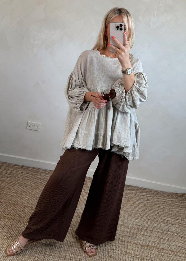 Penelope blouse - stone-The Style Attic