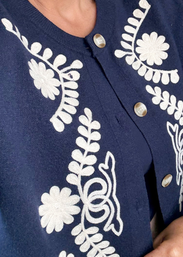Penelope embroidered knit - navy-The Style Attic