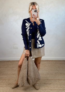 Penelope embroidered knit - navy-The Style Attic