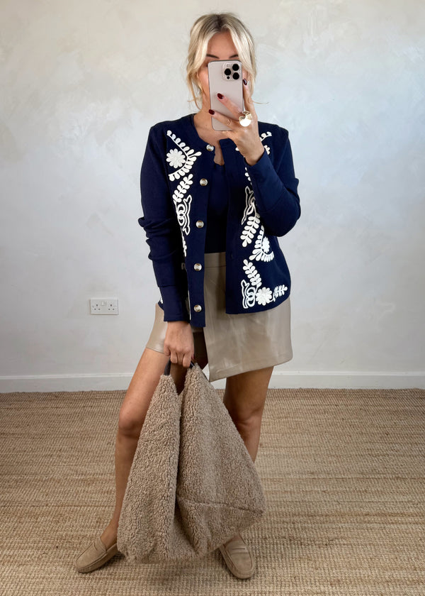 Penelope embroidered knit - navy-The Style Attic