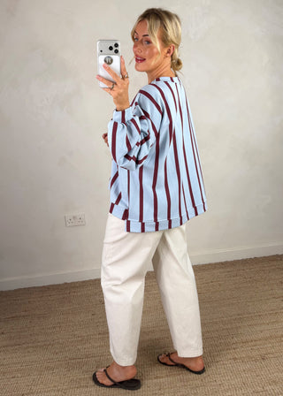 Perfect striped sweater - Blue/chocolate-The Style Attic