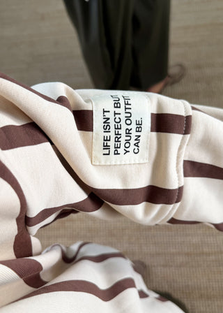 Perfect striped sweater - Cream/chocolate-The Style Attic