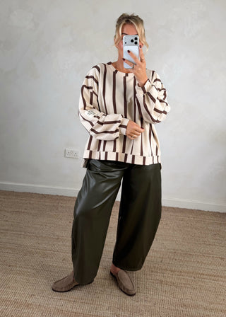 Perfect striped sweater - Cream/chocolate-The Style Attic