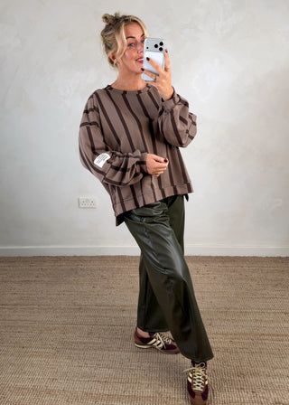 Perfect striped sweater - Mocha-The Style Attic