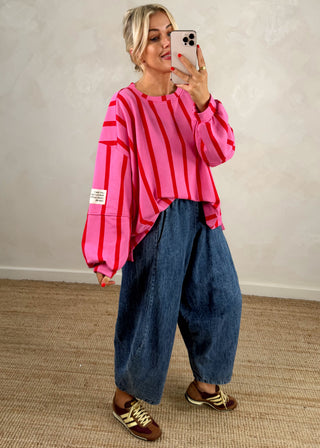 Perfect striped sweater - pink/red-The Style Attic
