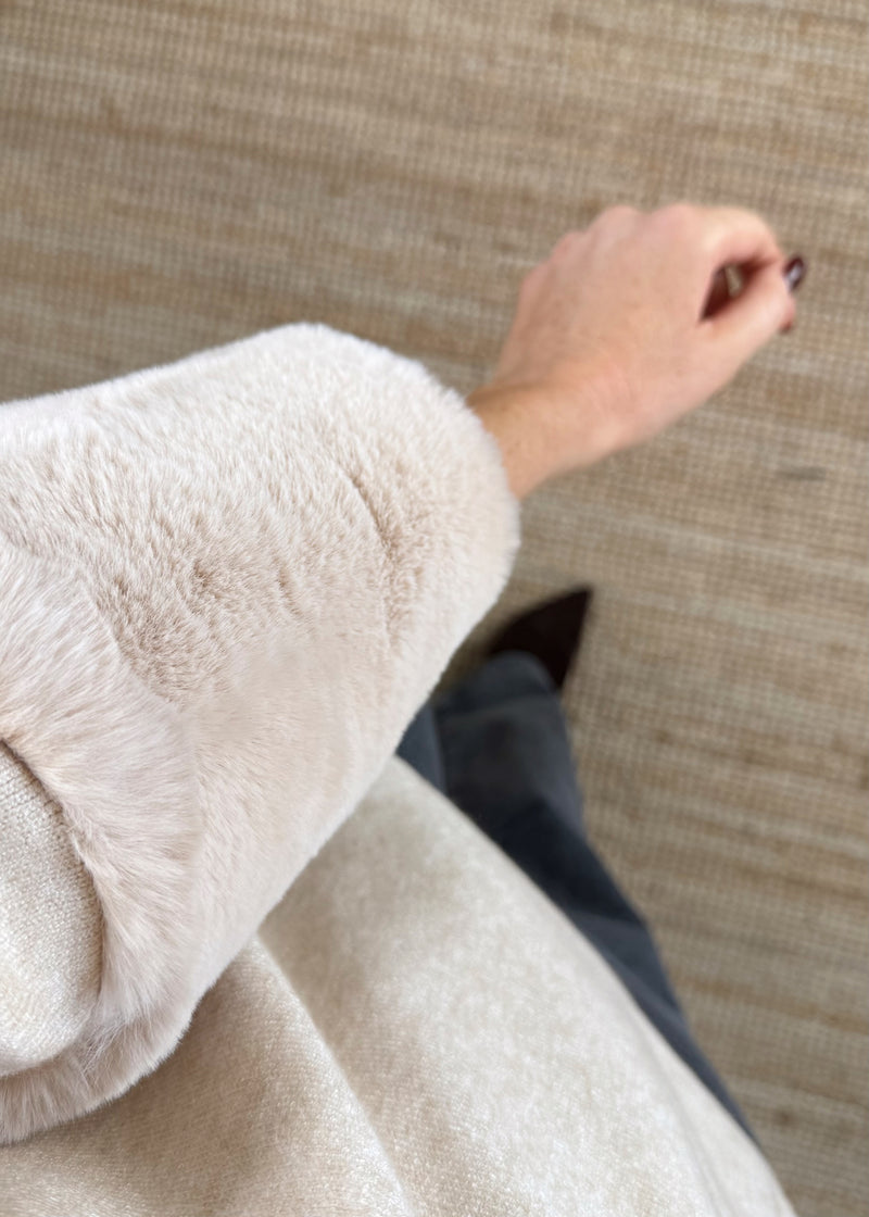 Petra fur trim knit - cream-The Style Attic