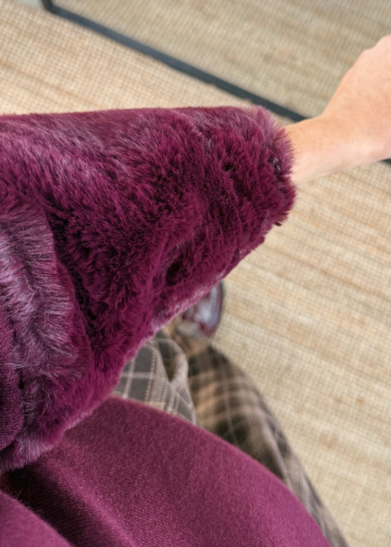 Petra fur trim knit - damson-The Style Attic