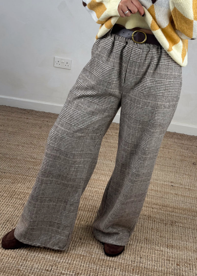 Plaid belted trouser - one-The Style Attic