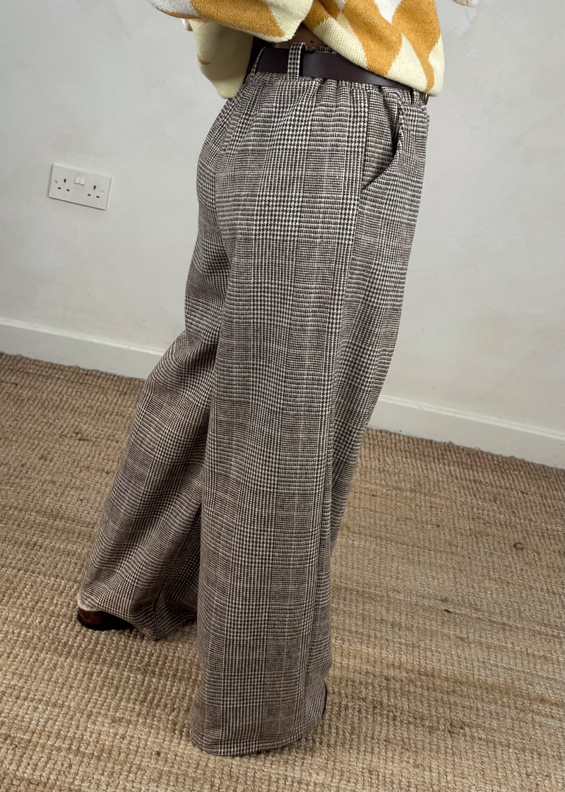 Plaid belted trouser - one-The Style Attic