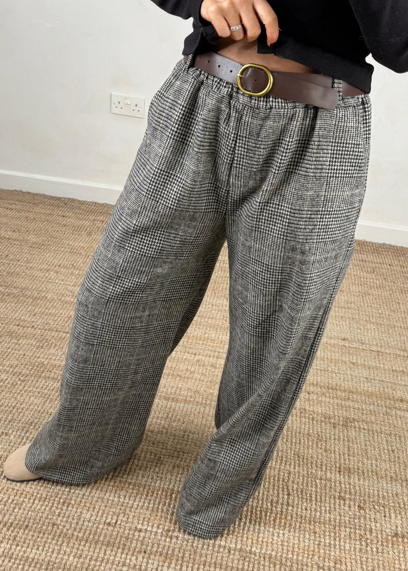 Plaid belted trouser - two-The Style Attic