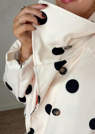 Polka dot funnel neck jacket - Cream-The Style Attic