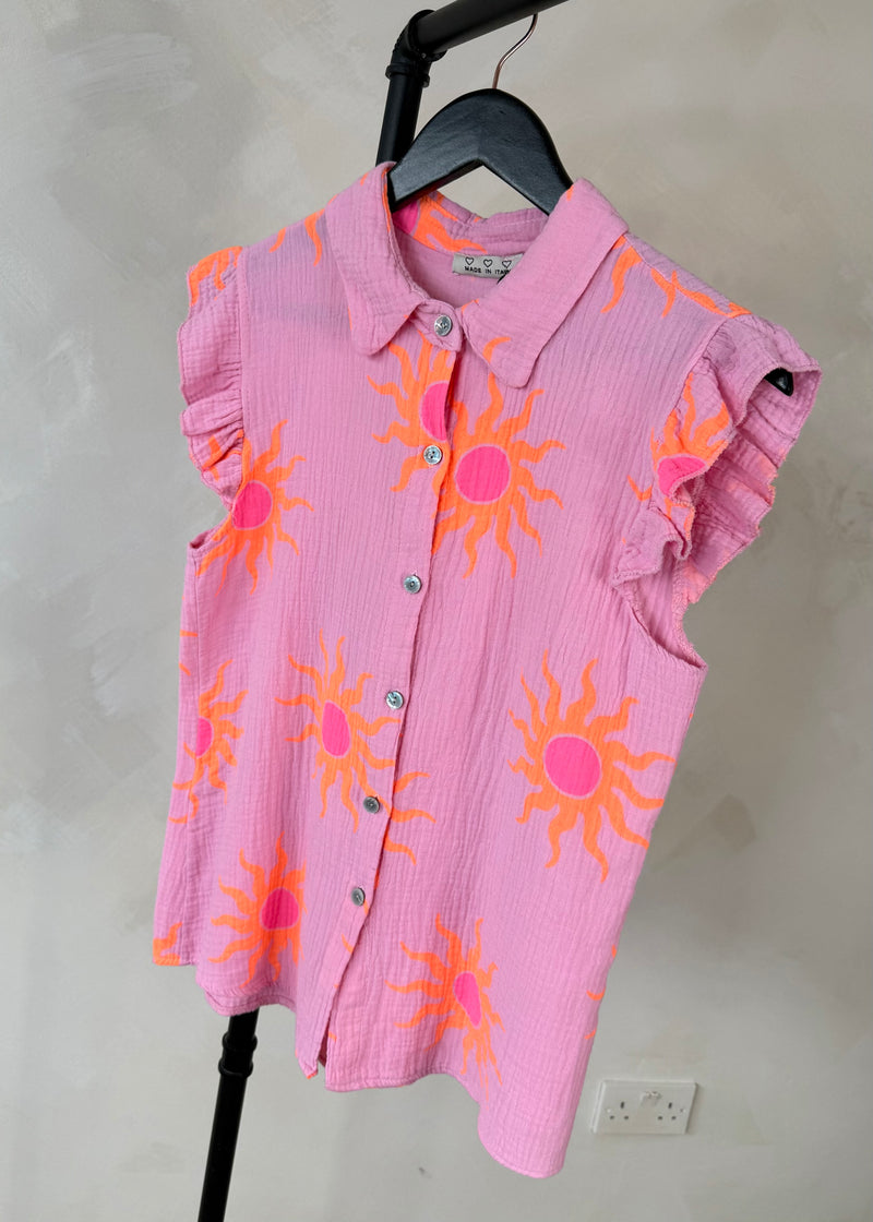 Polly sunshine frill blouse - pink-The Style Attic