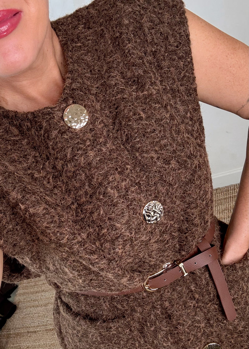 Polly waistcoat - chocolate-The Style Attic