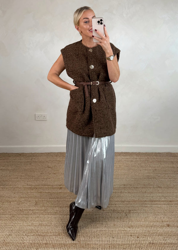 Polly waistcoat - chocolate-The Style Attic