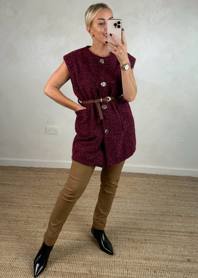 Polly waistcoat - damson-The Style Attic