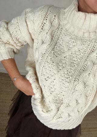 Polo chunky cable knit - cream-The Style Attic