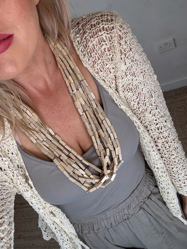 Popcorn cardigan - beige-The Style Attic