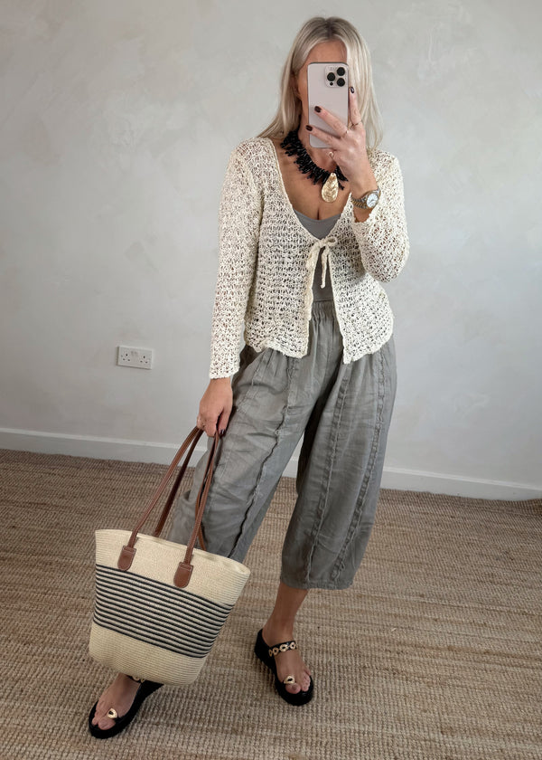 Popcorn cardigan - beige-The Style Attic