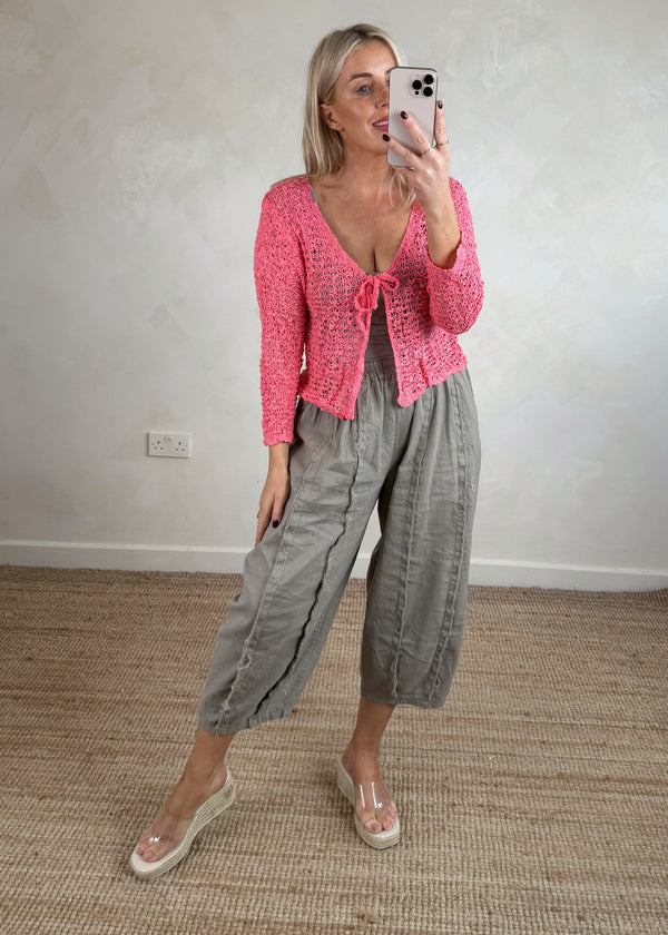 Popcorn cardigan - coral-The Style Attic