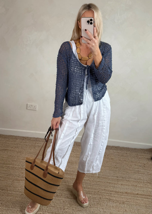 Popcorn cardigan - navy-The Style Attic