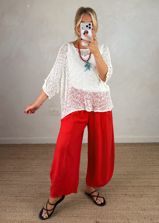 Ruth barrel leg trouser - Red-The Style Attic
