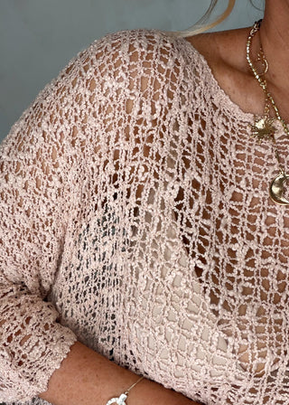 Popcorn poncho knit - Pale pink-The Style Attic