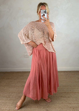 Popcorn poncho knit - Pale pink-The Style Attic