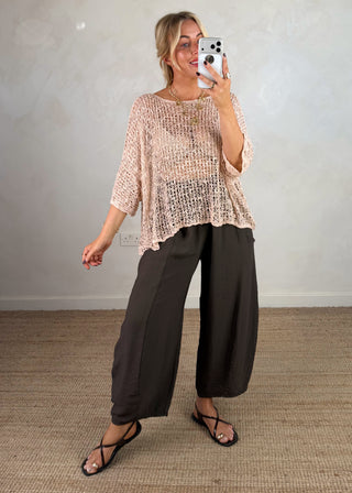 Popcorn poncho knit - Pale pink-The Style Attic