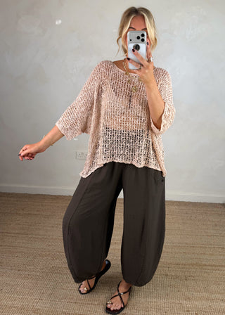 Ruth barrel leg trouser - Chocolate-The Style Attic