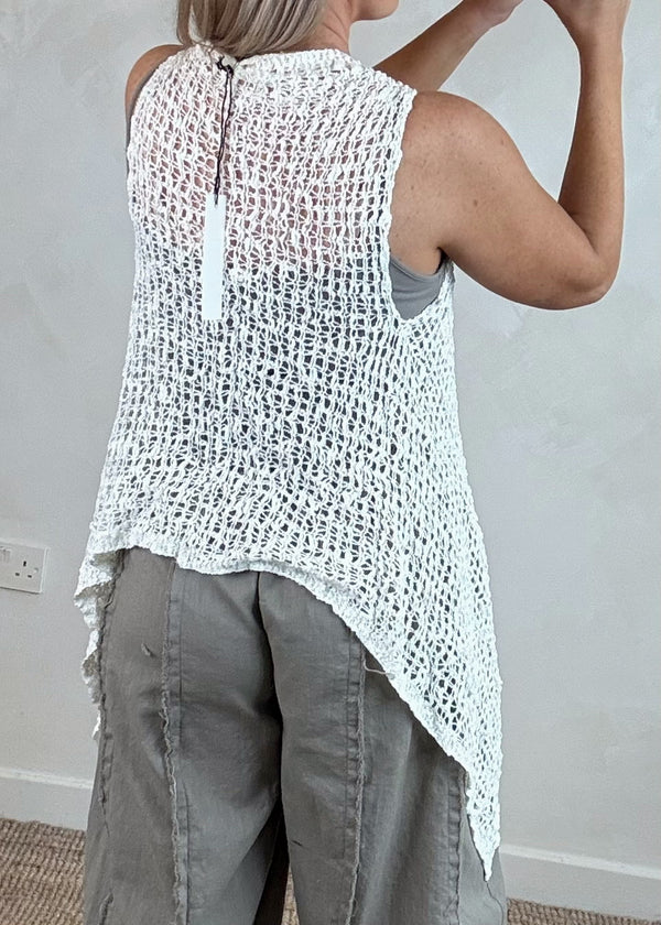 Popcorn sleeveless tie front - cream-The Style Attic