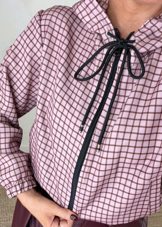 Preppy lightweight check jacket - Navy-The Style Attic