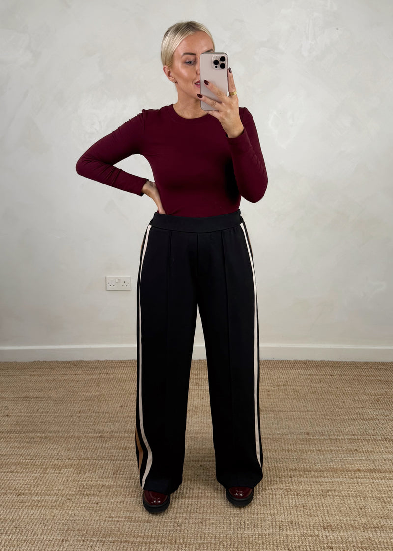Prue striped trouser - black-The Style Attic