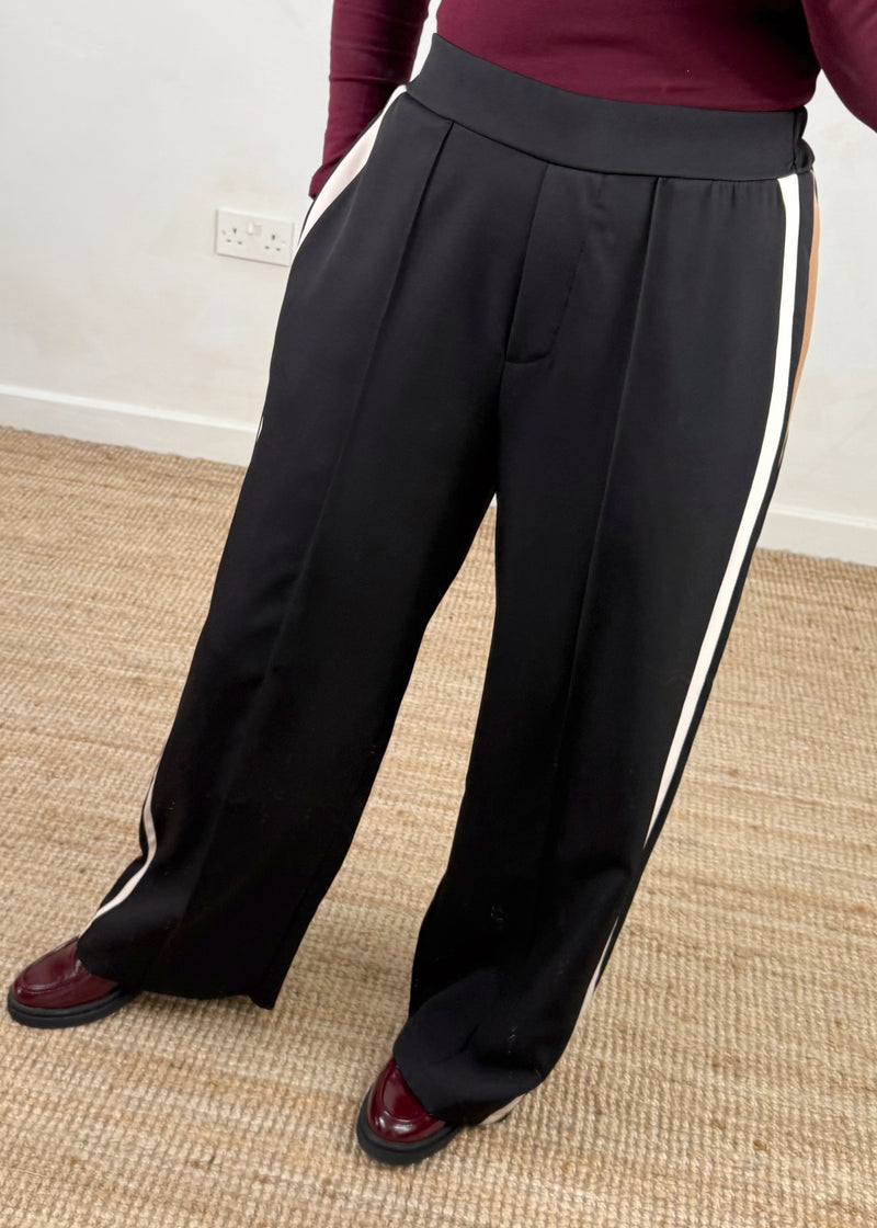 Prue striped trouser - black-The Style Attic