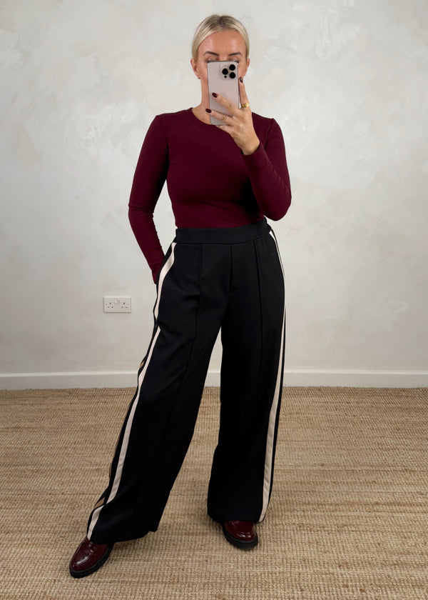 Prue striped trouser - black-The Style Attic